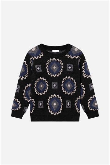 Les Deux Aro Paisley Roundneck - Svart/Blueprint